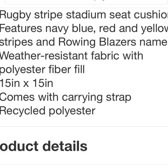 NWT Rugby Stripe Stadium Seat Cushion w/Carrying Strap Rowing Blazers X Target - Picture 5 of 6